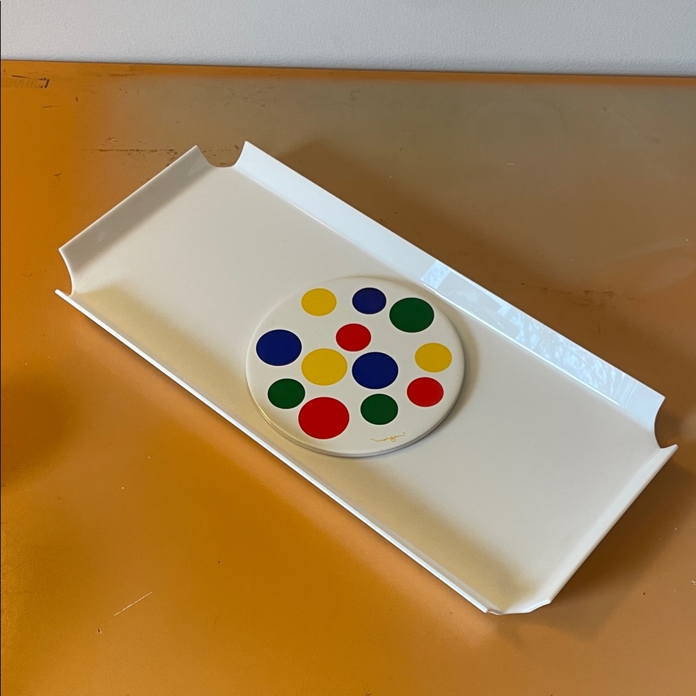 Vintage Morgan Designs White and Colorful Polka Dot Tray